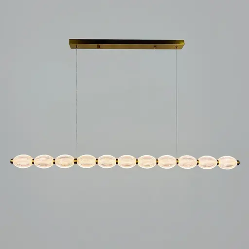 Led люстра з прозорими рельєфними кульками у латунному видовженому корпусі 120 см | Line F | Арт. MJ343-1200L AB - фото 6