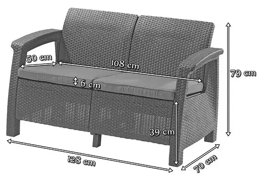 Диван пластиковий садовий Keter Corfu II Love seat графіт - фото 3