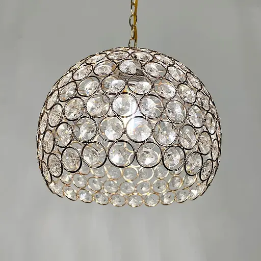 Золотий підвісний світильник із декоративним кришталем Ø 25 см | Line F | Арт. 402/1L GD - фото 4