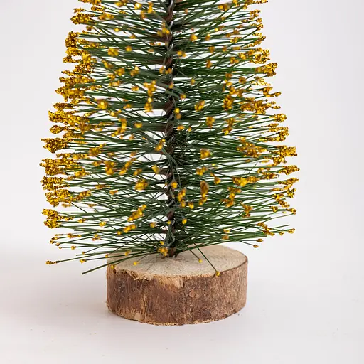 Новорічна декоративна настільна ялинка золота Стріла 25 см на дерев'яній підставці Lugi SOK-М-12-4 - фото 3