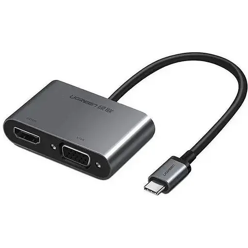 Usb-хаб Ugreen Usb-C to HDMI + VGA + Usb 3.0 Adapter with PD (серый) - фото 1