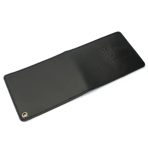 Обложка на удостоверение с гербом кожаная черная (для документов размером до 7*9,5 см) - фото 4