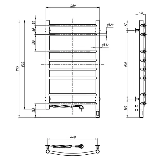 Електрична рушникосушка Navin Камелія 480x800 Sensor, золото, ліва 12-112033-4880, Золотий, Ліве, Електронний - фото 6