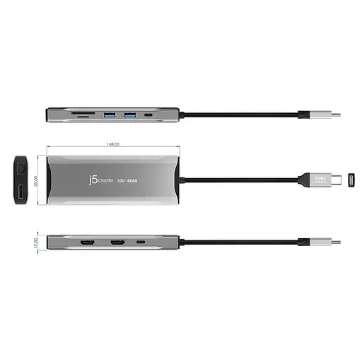 USB-хаб j5create JCD397-N, USB Type-C 9-в-1 (JCD397-N) - фото 4