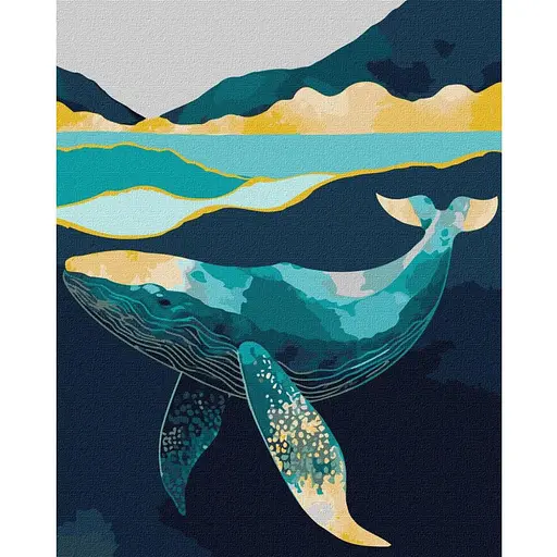 Картина за номерами Ideyka Витончений кит ©art_selena_ua KHO6522 40х50 см з фарбами металiк extra - фото 1