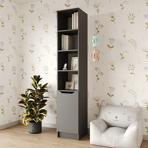 Пенал с открытыми полками 1Д Лилу 40x40x210 см Антрацит (MBS-1394)