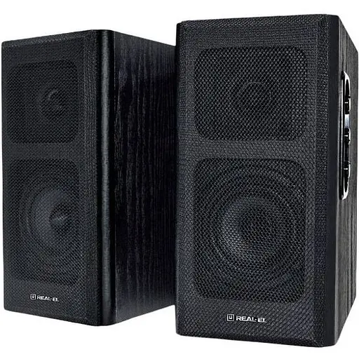Колонки 2.0 Real-El S-250 Black, 2 x 10 Вт, МДФ, живлення від мережі 220V, керування збоку (S-250) - фото 1