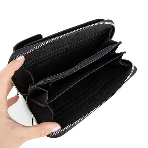 Гаманець з чохлом для телефону з ручкою на плече Virginia Conti 03047 чорний - фото 4