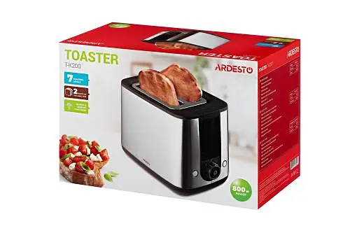 Тостер Ardesto T-K200, Steel, 800W, 2 тоста, 2 отделения, 7 режимов поджаривания, нержавеющая сталь - фото 5