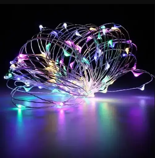 Світлодіодна гірлянда нитка крапля роси 4.5 м 50led батарейки RGB - фото 2