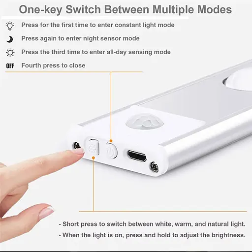 Сенсорний світильник LED з датчиком руху MZ-L1602 (40*10*400mm) White - фото 5