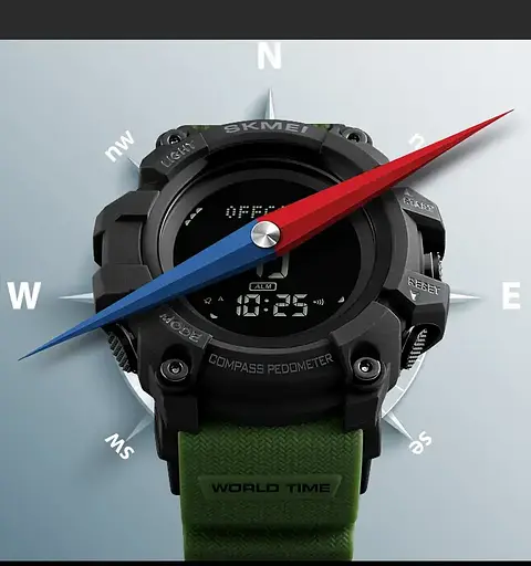 Cпортивний годинник Skmei 1356 Compass з компасом удароміцні (Зелені) - фото 8