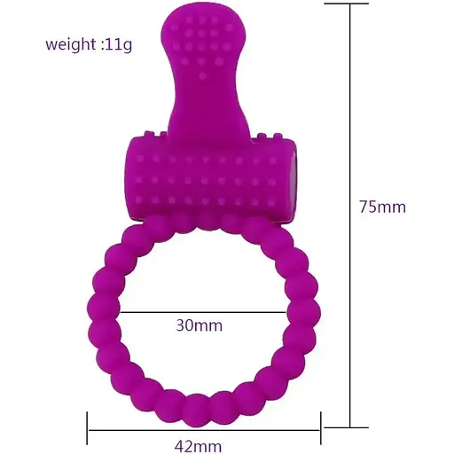 Кільце ерекційне для пеніса з вібратором для клітора фіолетове - фото 2