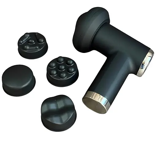 Перкусійний масажер YX-7100 акумуляторний 1200 mAh 5в1 Антицелюлітний вібромасажер 5Вт для тіла Чорний - фото 1