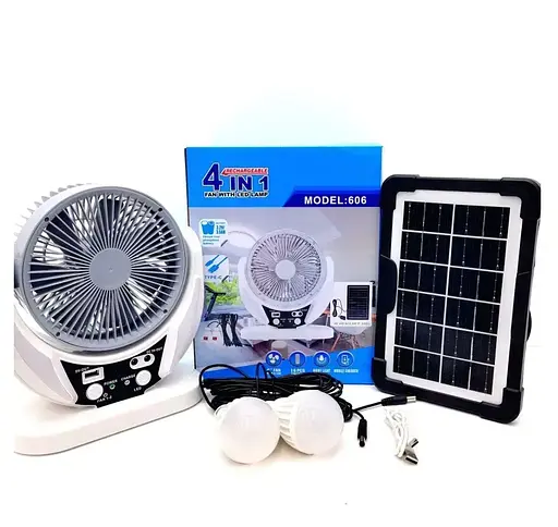 Вентилятор із сонячною панеллю 606 6" 2 LED лампи 6Вт USB 3.2V 4000 мАг (2 швидкості)