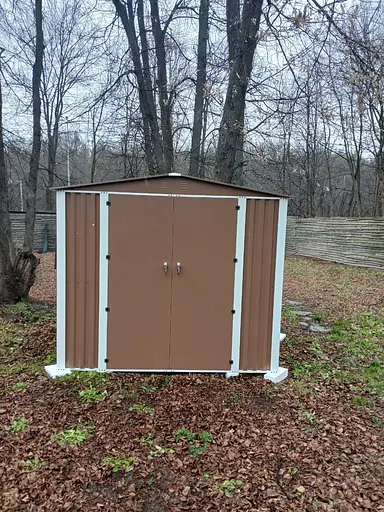 Хозблок-сарай металлический DS-03 с двускатной крышей 200х240х180 см. Коричневый - фото 6