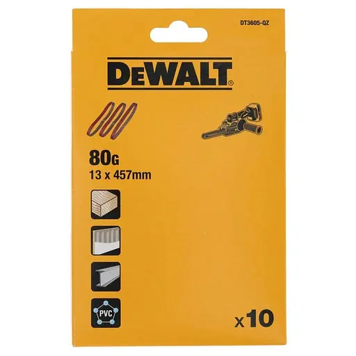Шлифовальная лента DeWalt P80, 13х457 мм 10 шт. (DT3605)