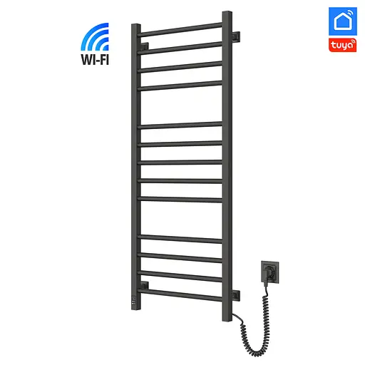 Электрический полотенцесушитель Navin Классик Квадро 500x1200 Sensor с Wi-Fi, правый, черный муар 12-112033-4880, Черный матовый, Правое, Электронный - фото 1