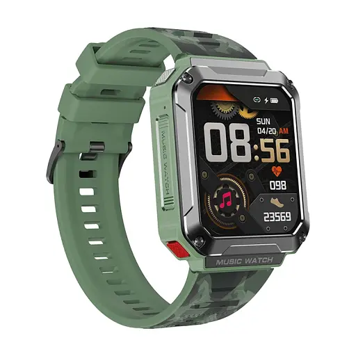 Смарт-годинник з навушниками LEMFO T93 силіконовий ремінець Black Green (16343)
