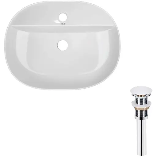 Умивальник Qtap Scorpio накладний овальний 505x385x120 мм White + донний клапан PU02, Білий - фото 1