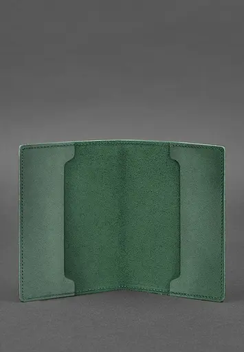 Кожаная обложка для военного билета офицера запаса 8.0 зеленая Crazy Horse - фото 4
