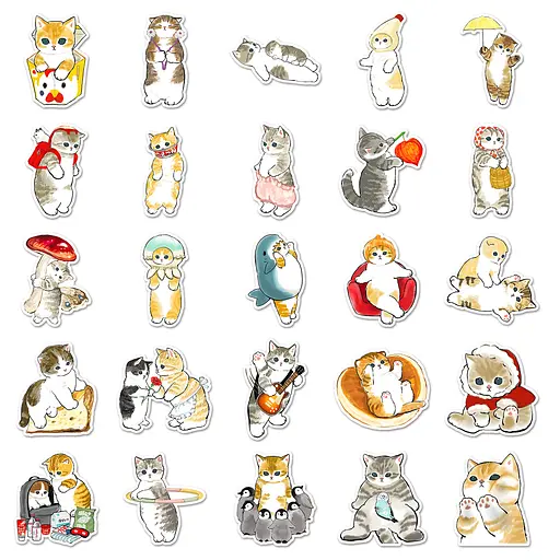 Стікерпак Милість кішок Набір наклейок GeekLand The cuteness of the cats 100 штук - фото 3