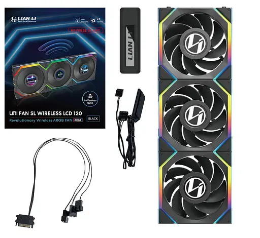 Вентилятор Lian Li Uni Fan SL Wireless LCD 120-3 Reverse Black (G99.12RSLLCD1W3B.00) - фото 8