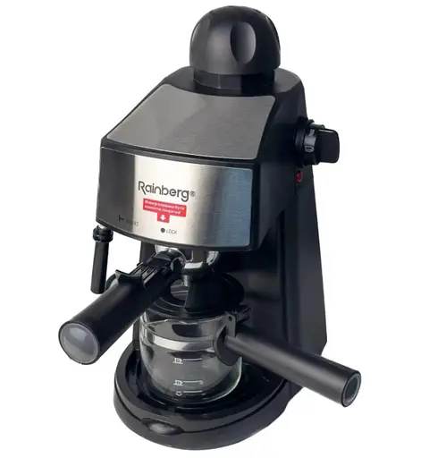 Кофеварка рожковая Rainberg RB-8111 с капучинатором для эспрессо капучино и латте 2200 Вт 0.24 л Черная - фото 1