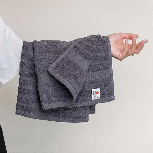 Набор 2 жаккардовых полотенца Lovely Svi для ванной, отелей, СПА, в подарок, 50*90 см Oxford Stripe темно – серый Charcoal - фото 2