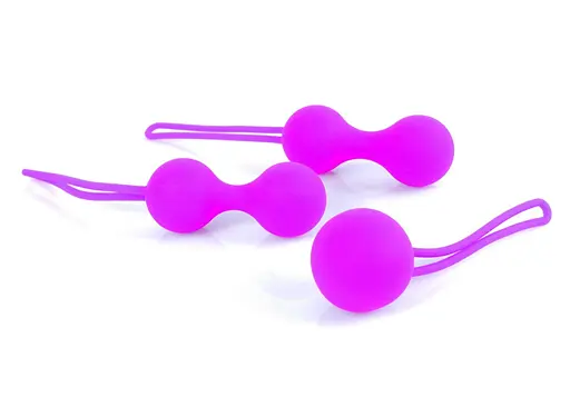 Набір вагінальних кульок Boss Series Silicone Kegal Balls, 3 шт., фіолетовий - фото 5