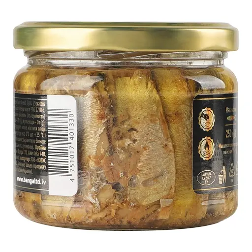 Шпроты Banga копченые в масле стекло 250 г - фото 4