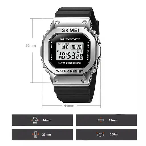 Мужские наручные спортивные часы Skmei 1851 Серебристый - фото 6