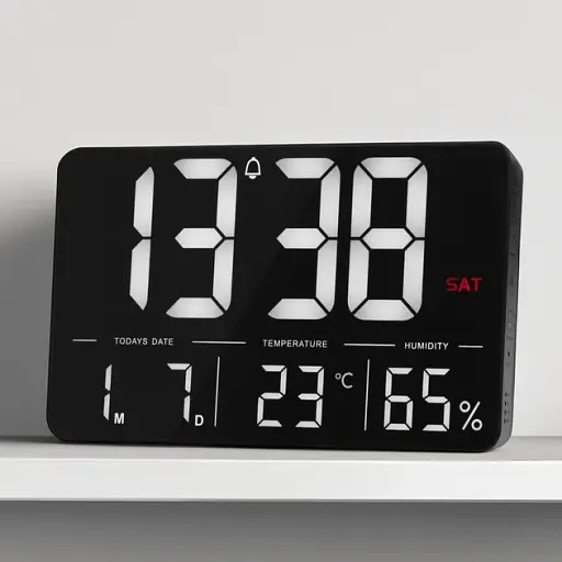 Часы электронные настенные и настольные LOSSO GRAND WC-600 Будильник с пультом Black (18968) - фото 2