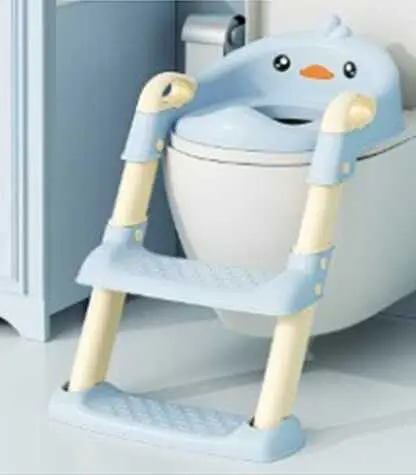 Сидіння для унітазу дитяче Bimbo, блакитне, зі сходами та ручками