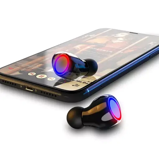 Бездротові Bluetooth навушники TWS М12 з LED підсвічуванням, індикатором заряду, павербанком і сенсорами. Чорні. - фото 6