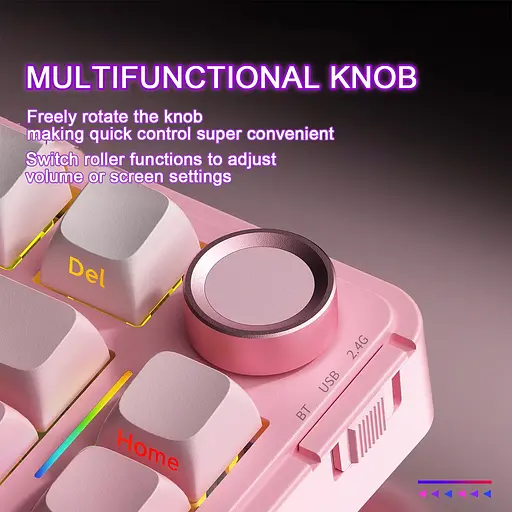 Механическая клавиатура AULA S75 Pro / 75% / Три режима подключения / Seyia Switch / Pink - фото 4