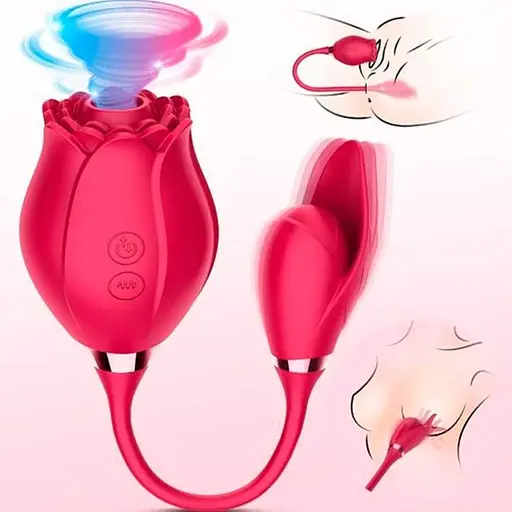 Вакуумный вибратор "Роза" Valery двойная стимуляция USB Розовый K0499-1 - фото 3