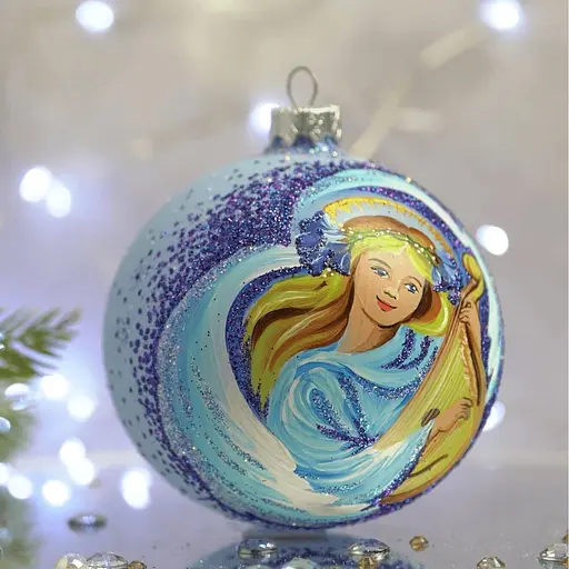 Ялинкова прикраса Санта Шоп Янгол з бандурою скло (4820001106732) - фото 2