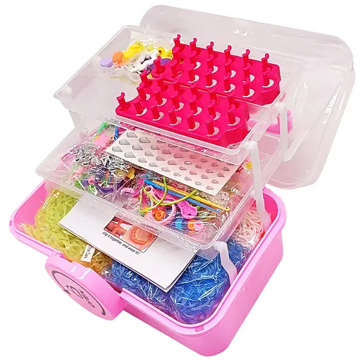 Дитячий набір для плетіння браслетів "Loom" 16202(Pink) в чемодані