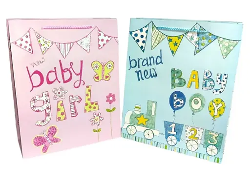 Подарочный пакет картонный, 200 г/м², Baby, 26x32x10 см, 6 шт. в упаковке (в ассортименте)