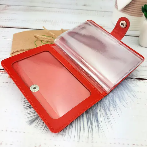 Обложка на документы кожаная на кнопке HC0035 красная - фото 10