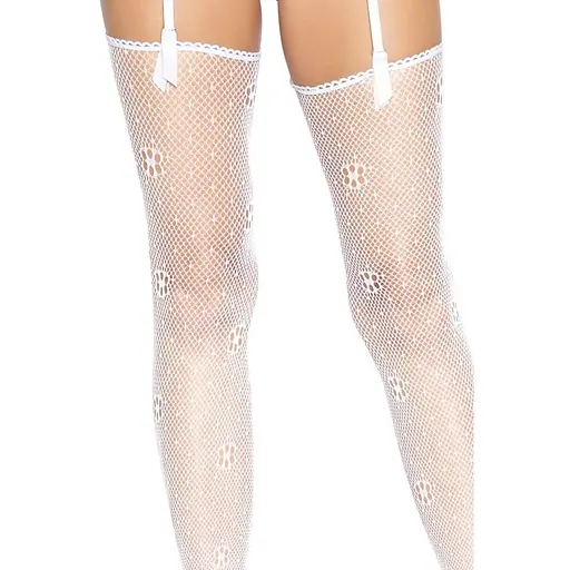 Панчохи Leg Avenue Daisy Dot Fishnet Stockings One Size White - фото 2