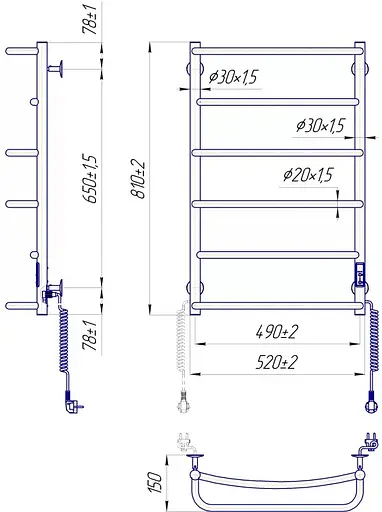 Полотенцесушитель Mario Люкс НР-И 810х520-150 мм с таймером-регулятором 2.3.0315.10.P - фото 5