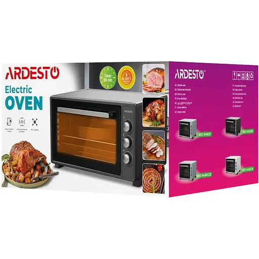 Електропіч Ardesto 1700 Вт, 48 л, хром.тени, таймер, підсвічув., вертел, чорний - фото 11