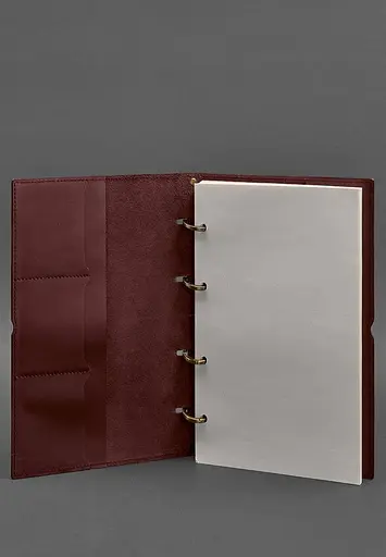 Кожаный блокнот А4 на кольцах (Софт-бук) 9.0 в мягкой обложке красный - фото 3