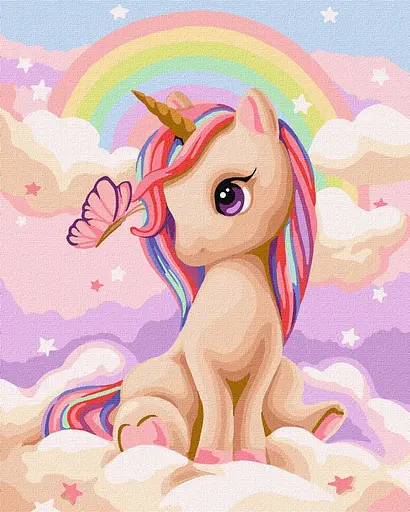 Набір для розпису по номерах 7+ Допитлива одноріжка, 40x50 см, КНО2411