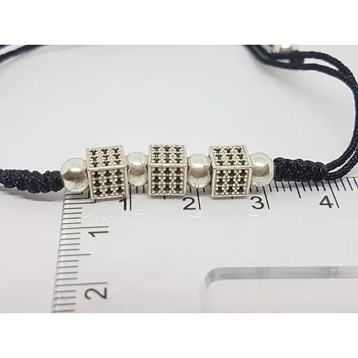 Браслет из текстиля Aurora с серебряными вставками и фианитами. 75124Б - фото 3