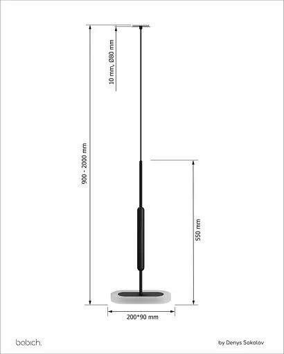 Підвісний світильник Babich Studio FOG 210 Black (RAL 9005) - фото 2