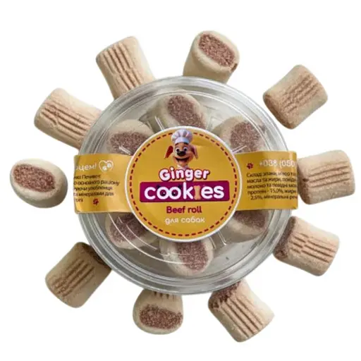 Лакомство для собак Печенье Ginger Cookies Beef Roll 130 г  - фото 1
