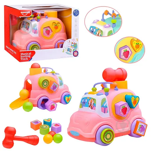 Детская развивающая игрушка "Машинка-сортер" HUANGER HE0548 музыка, свет, 24 см - фото 2